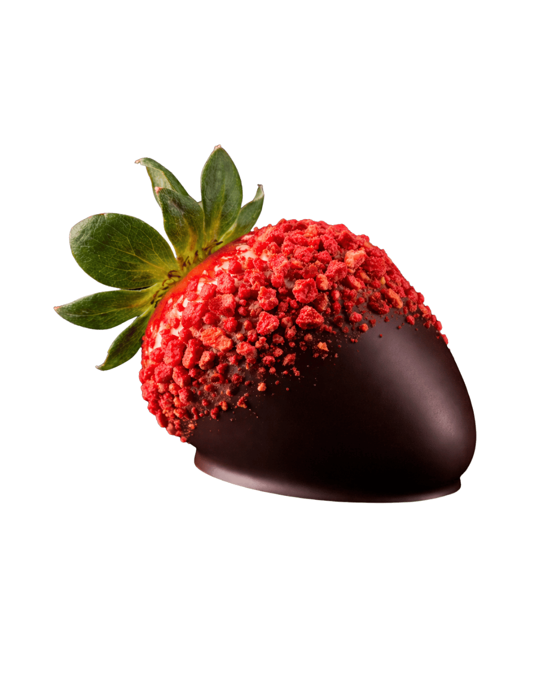 Rouge Intense, a dark chocolate strawberry with freeze-dried raspberries