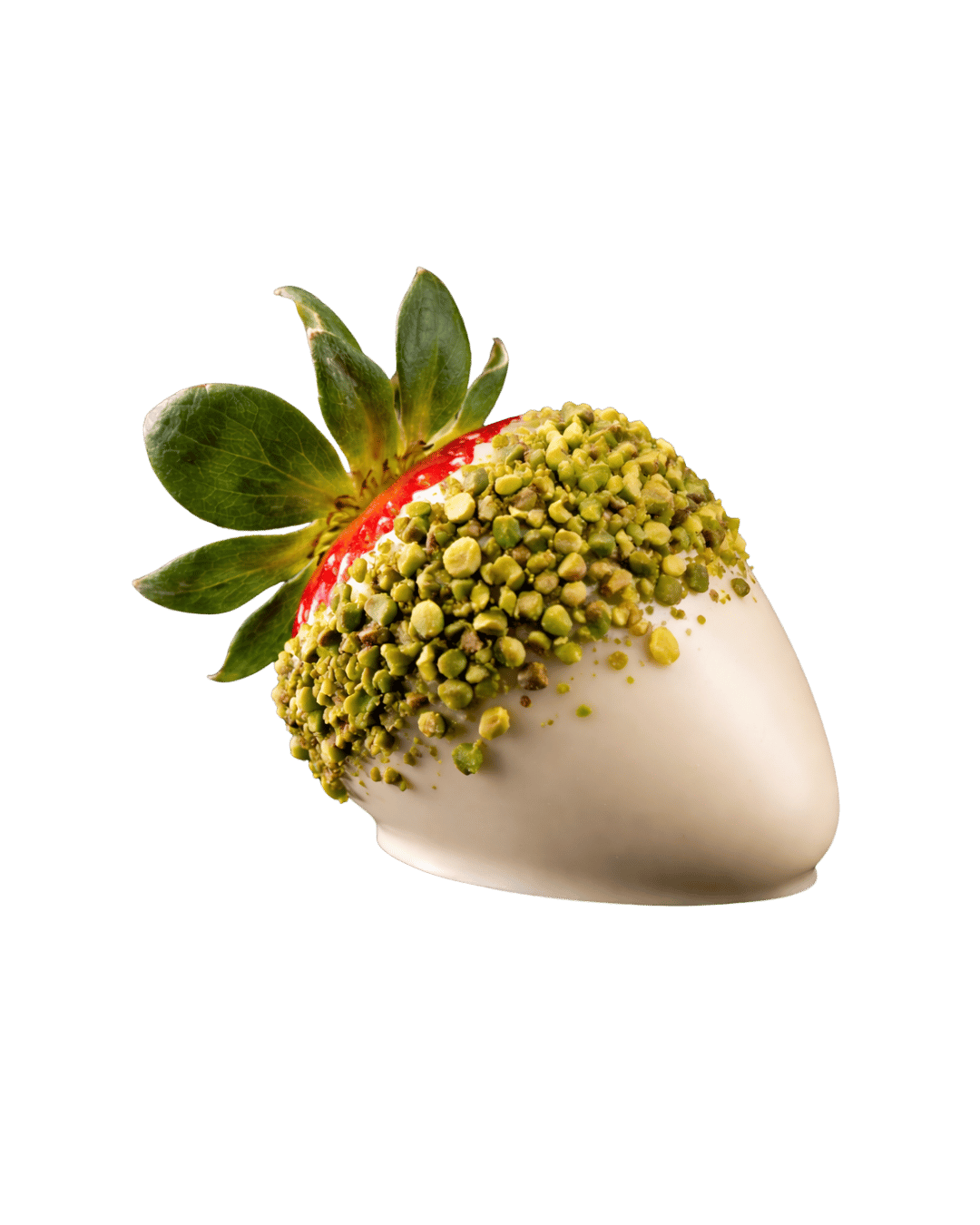 Blanc Émeraude, a white chocolate strawberry with crushed pistachios